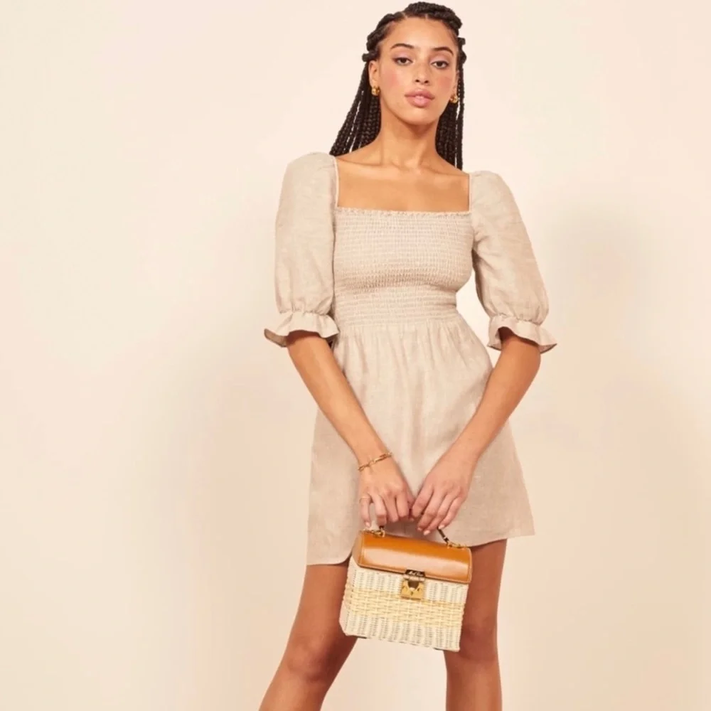 REFORMATION Cerise Linen Dress - Picture 2 of 12